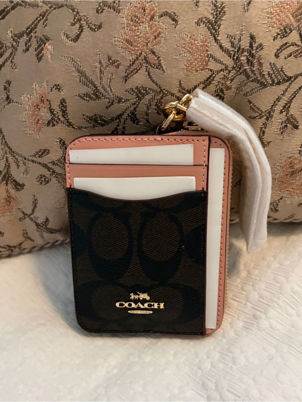Coach Brown/Shell PinkSignature Card Case